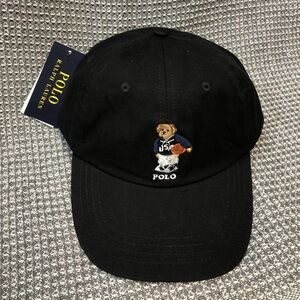 Polo by Ralph Lauren Black Cap with Bear Embroidery